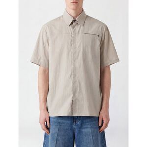 Msgm Men Msgm Men's Cotton Bowling Shirt With French Collar And Short Sleeves